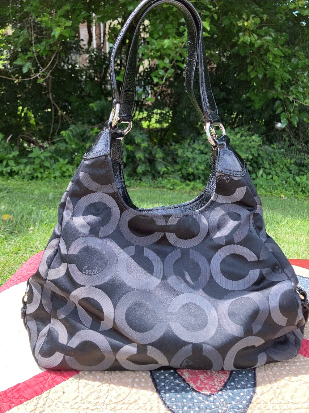 Coach Black & Charcoal Signature Hobo Bag - Picture 5 of 12